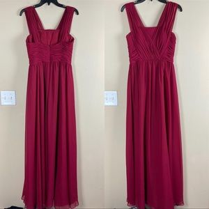 Watters Chiffon Maxi Dress Modified Ruched Bridesmaid Formal Prom Evening Gown